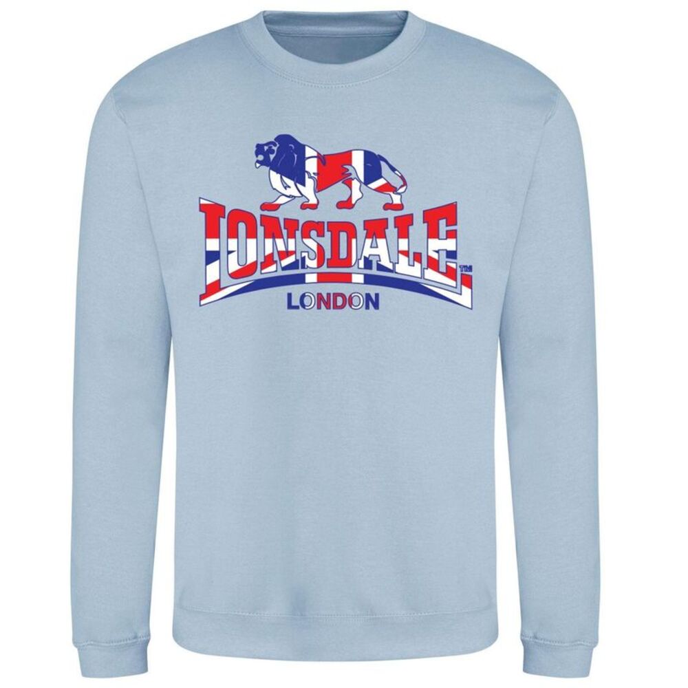 Lonsdale Mens Union Jack Logo Sweatshirt / Sky Blue